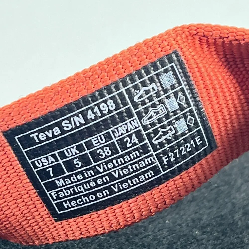 Teva Mush II Orange Black Comfort Flip Flops Thong Sandals 4198 Women's Size 7